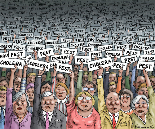 Cartoon: Pest oder Cholera (medium) by marian kamensky tagged wahlen,demokratie,pest,und,cholera,parlament,wahlen,demokratie,pest,und,cholera,parlament