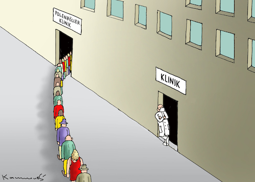 Cartoon: POLENBÖLLER-KLINIK (medium) by marian kamensky tagged polenböller,klinik,polenböller,klinik