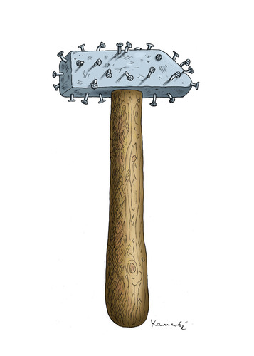 Cartoon: Rache der Nägel (medium) by marian kamensky tagged hammer,rache,der,nägel,politik,hammer,rache,der,nägel,politik