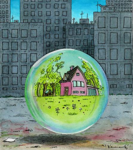 Cartoon: Real Estate Bubble (medium) by marian kamensky tagged humor,real estate,stadt,city,haus,häuser,wohnen,real,estate,immobilien