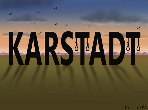 Cartoon: RETTUNGSAKTION FÜR KARSTADT (medium) by marian kamensky tagged karstadt,rettungsaktion,benko,entlassungen,karstadt,rettungsaktion,benko,entlassungen