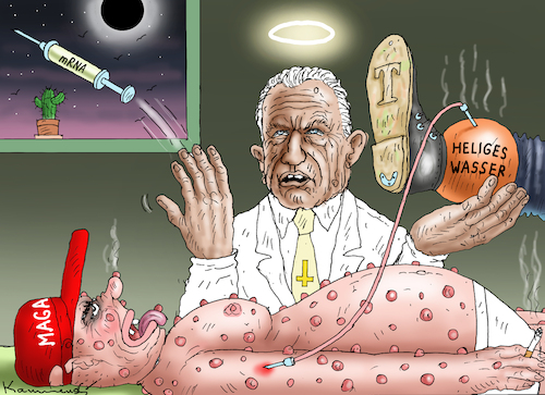 Cartoon: R.F.KENNEDY JR. MAG KEINE MRNA (medium) by marian kamensky tagged scharlatan,kennedy,scharlatan,kennedy