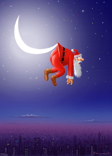 Cartoon: Santa is hanging (medium) by marian kamensky tagged humor,weihnachten,weihnachtsmann,tradition,kultur,religion