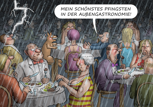 Cartoon: SCHÖNSTES PFINGSTEN (medium) by marian kamensky tagged schönstes,pfingsten,gastronomie,schönstes,pfingsten,gastronomie
