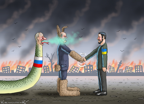 Cartoon: SCHOLZ BESUCHT UKRAINE (medium) by marian kamensky tagged scholz,besucht,ukraine,taurus,scholz,besucht,ukraine,taurus