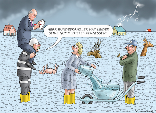 Cartoon: SCHOLZ MACHT SICH EIN BILD DER L (medium) by marian kamensky tagged überschwemmungen,scholz,überschwemmungen,scholz