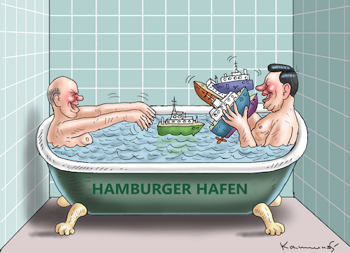 Cartoon: SCHOLZ SCHENKT DEN HAFEN AN XI (medium) by marian kamensky tagged scholz,hamburger,hafen,china,investition,scholz,hamburger,hafen,china,investition