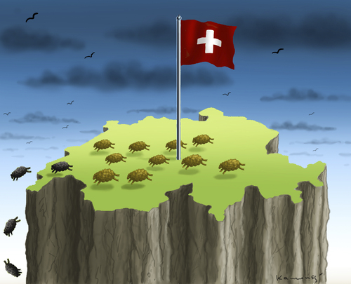 Cartoon: Schwarzmalerische Schweiz (medium) by marian kamensky tagged schweiz,zuwanderung,referendum,schweiz,zuwanderung,referendum