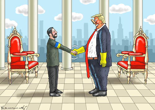 Cartoon: SELESKYJ IN TRUMP TOWER (medium) by marian kamensky tagged seleskyj,in,trump,tower,seleskyj,in,trump,tower