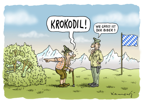 Cartoon: Sommerlochkrokodil in Bayern (medium) by marian kamensky tagged sommerloch,bayern,in,krokodil,krokodil,bayern,sommerloch