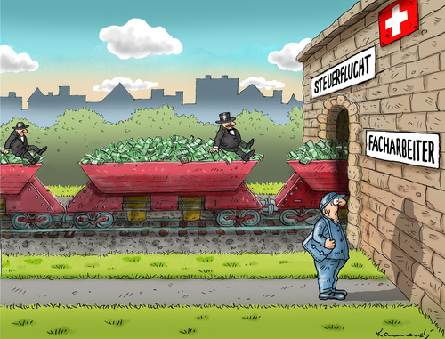 Cartoon: Steuerfluch Schweiz (medium) by marian kamensky tagged schweiz,zuwanderung,referendum,schweiz,zuwanderung,referendum