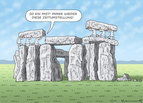Cartoon: STONEHENGE-ZEITUMSTELLUNG (medium) by marian kamensky tagged stonehenge,zeitumstellung,stonehenge,zeitumstellung