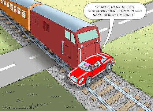 Cartoon: STREIKBRECHER (medium) by marian kamensky tagged poststreik,deutschland,bahnstreik,poststreik,deutschland,bahnstreik