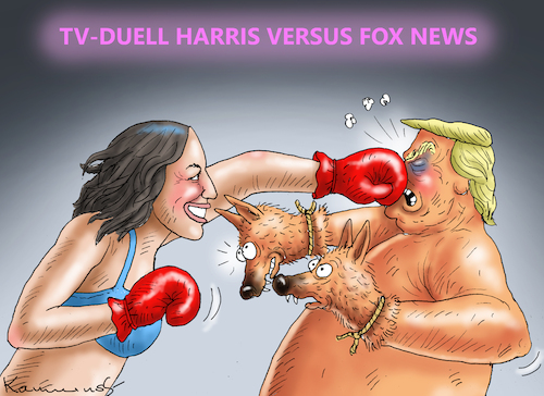 Cartoon: TV-DUELL HARRIS VERSUS FOX NEWS (medium) by marian kamensky tagged tv,duell,harris,versus,fox,news,tv,duell,harris,versus,fox,news