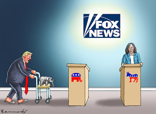 Cartoon: TV-DUELL HARRIS VS TRUMP (medium) by marian kamensky tagged tv,duell,harris,vs,trump,tv,duell,harris,vs,trump