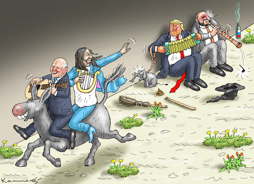 Cartoon: US-WAHLEN (medium) by marian kamensky tagged kamala,harris,biden,trump,hexenjagd,kamala,harris,biden,trump,hexenjagd