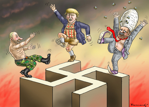 Cartoon: VÖLKISCHE FASCHISTENFOLKLORE (medium) by marian kamensky tagged trump,erdogan,putin,populismus,trump,erdogan,putin,populismus