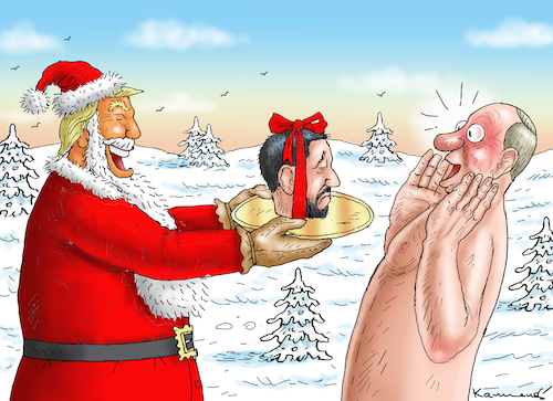 Cartoon: WEIHNACHTSGESCHENK FÜR PUTIN (medium) by marian kamensky tagged putin,ukraine,kapitulation,trump,putin,ukraine,kapitulation,trump