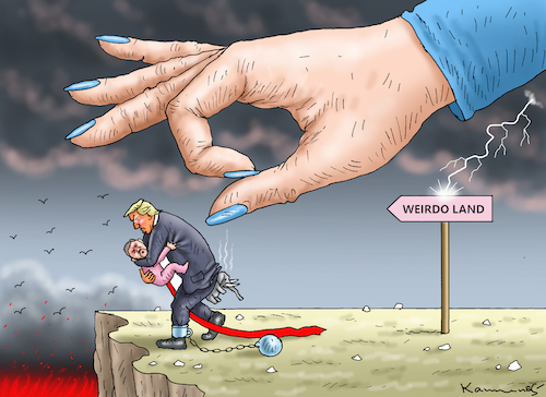 Cartoon: WEIRDO LAND Seltsames Land (medium) by marian kamensky tagged harris,vize,walz,trump,vance,land,harris,vize,walz,trump,vance