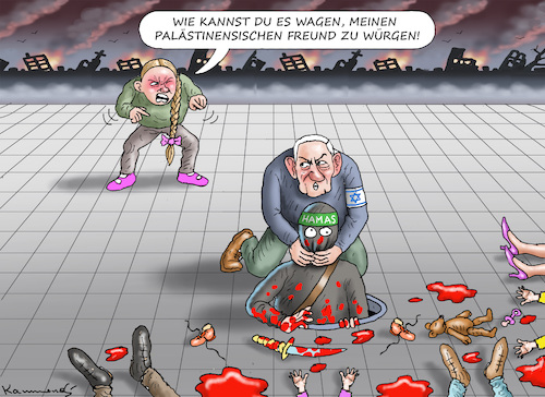 Cartoon: WUTGRETA (medium) by marian kamensky tagged greta,thunberg,hamas,israel,gaza,greta,thunberg,hamas,israel,gaza
