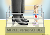 Cartoon: MERKEL BOXT SCHULZ (small) by marian kamensky tagged merkel,versus,schulz,wahlkampf,2017,tv,duell,spd,cdu