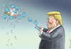 Cartoon: TRUMPS TWITTER ATTACK (small) by marian kamensky tagged obama,trump,präsidentenwahlen,usa,baba,vanga,republikaner,inauguration,demokraten,fbi,james,comey,wikileaks,faschismus