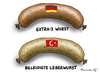 Cartoon: Türkische Extrawurst (small) by marian kamensky tagged erdogan,extra,drei,pressefreiheit,türkei,ard,botschafter