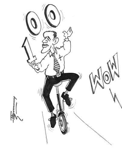 Cartoon: Obamas frist 100 days (medium) by Thommy tagged obama,100,days