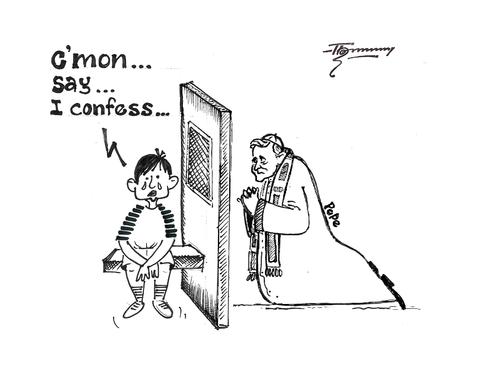 Cartoon: The Ultimate Confession (medium) by Thommy tagged pope,child,abuse,catholic,church