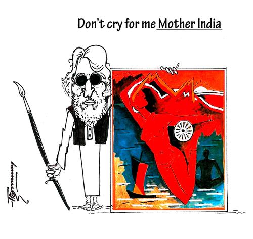 Cartoon: Tribute to M.F. Husain (medium) by Thommy tagged husain,mf