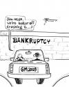 Cartoon: GM and Obama and Banckrupcy (small) by Thommy tagged gm,obama,auto,bailout