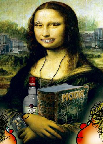 Cartoon: Mona Lisa (medium) by Krzyskow tagged character,comic,designfrau,girl,illustration,line,love,man,mann,music,politics,sport,tiere