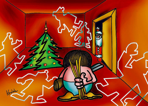 Cartoon: santa111 (medium) by Krzyskow tagged humor,normal,illustratione,winter,weihnachten,weihnachtsmann,religion,kultur,tradition