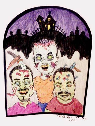 Cartoon: Zombie-tures (medium) by kidcardona tagged caricature,cartoon,halloween,monster,fun,holiday,dead