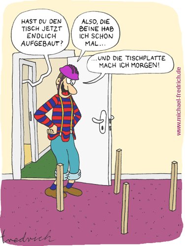 Cartoon: Tisch aufbauen (medium) by Fredrich tagged tisch,möbel,heimwerker