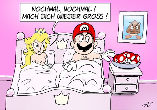 Cartoon: Groß (medium) by Andreas Vollmar tagged super,mario,peach,prinzessin,nintendo,gaming,konsole
