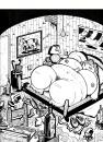 Cartoon: the fat woman (small) by buddybradley tagged fat,woman,kick,bukowski,buck,drunk,caricature,black,and,white,illustration
