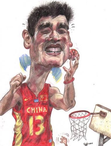 Cartoon: Yao Ming (medium) by RoyCaricaturas tagged yao,ming,nba,basketball