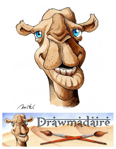 Cartoon: Drawmadaire (medium) by Mikl tagged mikl,michael,olivier,miklart,art,illustration,painting,drawmadaire,dromedary,banner