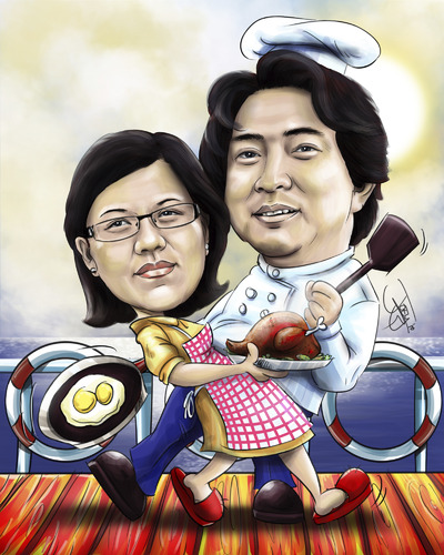 Cartoon: chef couple (medium) by juwecurfew tagged chef,couple