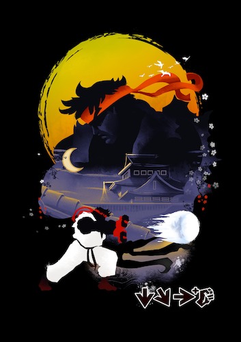 Cartoon: ryu x hadouken (medium) by juwecurfew tagged hadouken,ryu,street,fighter