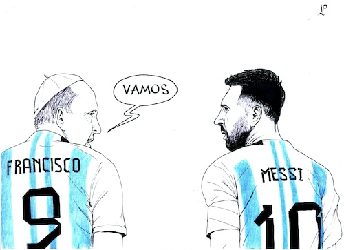 Cartoon: Argentina (medium) by paolo lombardi tagged argentina,messi,pope,francis