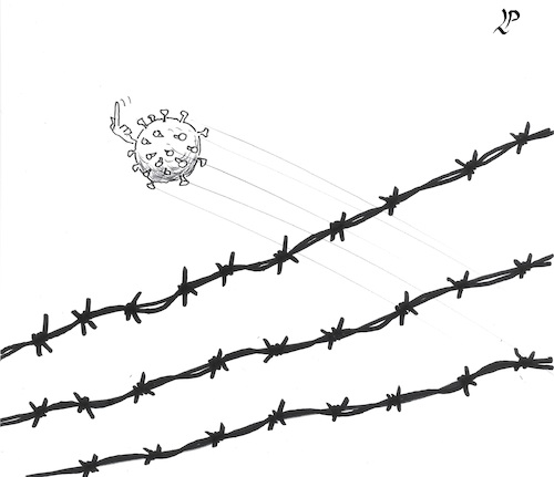 Cartoon: Border (medium) by paolo lombardi tagged virus