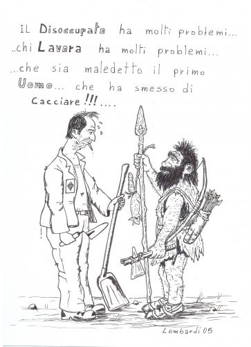 Cartoon: dalla pietra al cemento (medium) by paolo lombardi tagged italy,satire,politics,job,arbeit