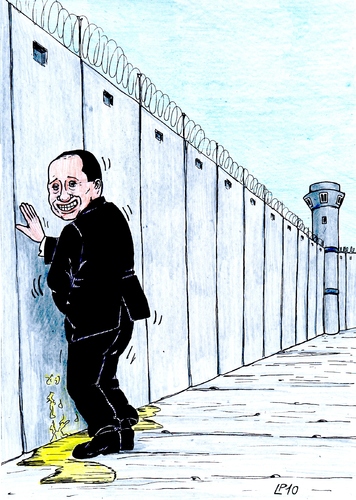 Cartoon: He do not want to see (medium) by paolo lombardi tagged italy,berlusconi,palestine,gaza,israel