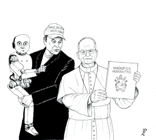 Cartoon: Enzyklika (medium) by paolo lombardi tagged pope,ai,enzyklika