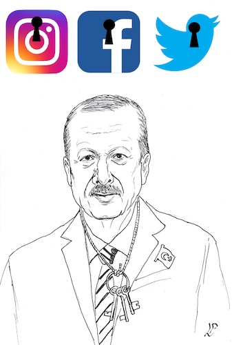 Cartoon: Erdogan s censorship (medium) by paolo lombardi tagged turkey,fascism