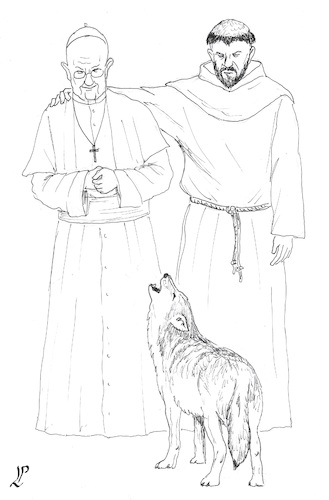 Cartoon: Francis and the wolf (medium) by paolo lombardi tagged pope,francis