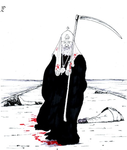Cartoon: Holy war (medium) by paolo lombardi tagged ukraine,russia,putin,kirill,war,peace,church,religion