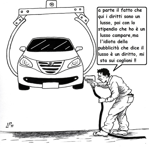 Cartoon: il Lusso (medium) by paolo lombardi tagged italy,fiat,job,work,arbeit